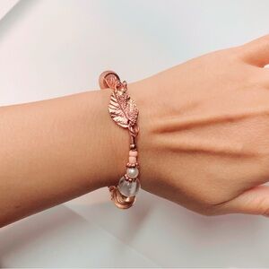 Rose Pink Gold Beaded Chain Fashion Bracelet